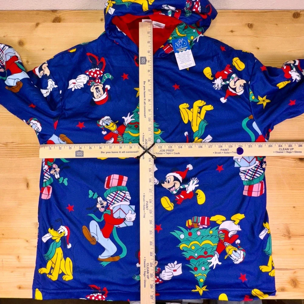 Disney Christmas Hoodie Pajama Top S/M Mickey Minnie Donald Goofy‎ Pluto NWT